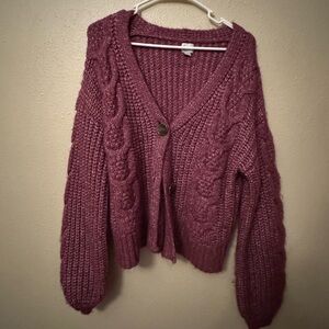 Purple cardigan